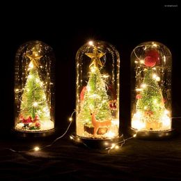 Strings Artificial Christmas Tree Cute Charming Plastic Colorful Lighted Glass Dome Winter Crafts