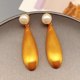 Dangle Earrings Charming Women's Earring Stainless Steel Droplet Pendant Classic Golden Jewellery Simple Luxury Accessories Christmas Gift