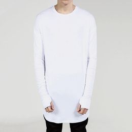 Men's T Shirts Male Mens Hatless Pullover Solid Colour Long Sleeves With Rounded Hem Round Neck Sweatshirt Top Shirt At Basic All-