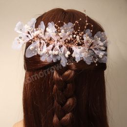 Lace Hair Comb Wedding Hair Accessories For Woomen Pearl Crystal Floral Hairpin Tiaras Princess Hairband Bridal Crown Jewellery