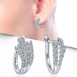 Hoop Earrings Modern Fashion Bride Wedding High Quality Silver Colour Cubic Zirconia Ly Designed Women Jewellery