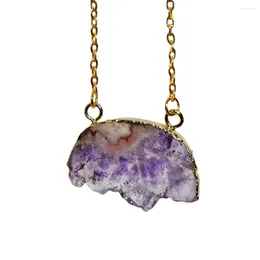 Pendant Necklaces Jewelry For Women Gold Plated Amethyst Pendants And Stones 2023 Purple Crystal Quartz Moon Vintage Wholesale Gift