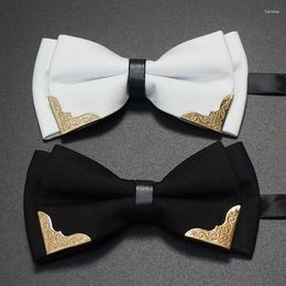 Bow Ties Men's Solid Black White Formal Dress Wedding Bowties For Men Women Leisure Metal Bling Butterfly Bowknot Banquet Cravat