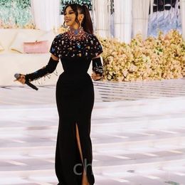 2023 August Aso Ebi Black Mermaid Prom Dress Beaded Crystals Evening Formal Party Second Reception Birthday Engagement Gowns Dresses Robe De Soiree ZJ775