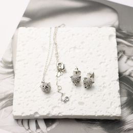 Trendy Women's Fashion Accessories Sparkle Full of Stars Earrings Cute Baby Bear Necklace Stud Earrings Set