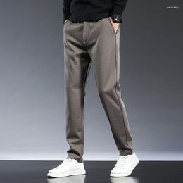 Men's Suits Dress Pants 2023 Autumn Business Elastic Matte Fabric Waist Casual Male Formal Social Korea Black Gray Suit