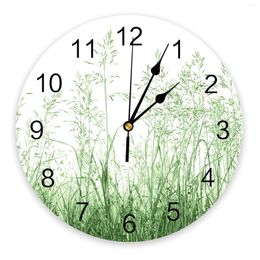 Wall Clocks Green Grass And Plant Art Bedroom Clock Large Modern Kitchen Dinning Round Living Room Watch Home Decor