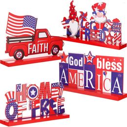 Party Decoration 100Sets 4pcs/set Patriotic Table Wooden Centerpiece Independence Day Wood Letter Sign Decor