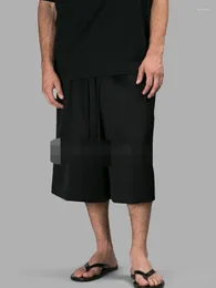 Men's Pants Wide Leg Casual Pant Skirt Spring Summer Black Elastic Waist Seven Points Design Super Loose Fashion
