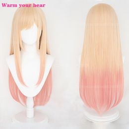 Cosplay Wigs High Quality Anime My Dress-Up Darling Marin Kitagawa Cosplay Wigs Long Pink Gradient Heat Resistant Hair Party Wig a wig cap 230810