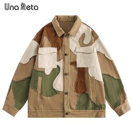 Mens Jackets UnaReta Jacket Men Clothing Streetwear Man Camouflage Coat Quality Hip Hop Irregular Colour Block Stitching Couple 230810