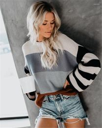 Women's Sweaters Striped Black And White Sweater Long Sleeve Knitted Women Pullover Autumn Winter Fluffy Woman 2023 Pullovers