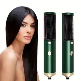 Portable Hot Air Brush Hair Straightener - Blowout Hair Dryer Brush for Smooth and Shiny Hair