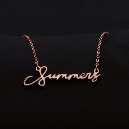 Pendant Necklaces Personalised Nameplate Word Custom Name Necklace Pendants Cursive Handwriting Stainless Steel Chain For Women Necklac 230811