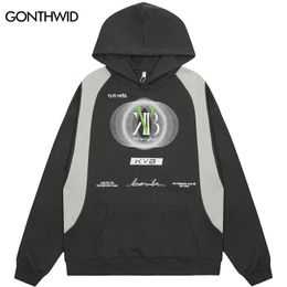 Mens Hoodies Sweatshirts Hip Hop Hoodie Y2K Streetwear Harajuku Letter Graphic Print Retro American Style Sports Hooded Sweatshirt Men Patchwork Pullover 230810