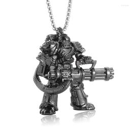 Pendant Necklaces Cool Space Warrior Gatling Laser Machine Gun Necklace Men's Domineering Punk Hip Hop Rock Jewellery