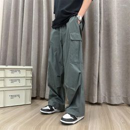 Men's Pants Summer Cargo Men Fashion Retro Pocket Casual Japanese Streetwear Hip-hop Loose Wide Leg Mens Trousers