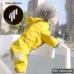 Dog Apparel Pets Dog Clothes Hooded Raincoats Reflective Strip All inclusive Waterproof Rain Poncho Outdoor Breathable Clothes For Dogs cats 230810