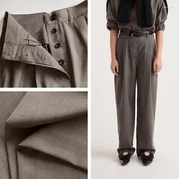Women's Pants Spring 2023 TOTEM Full-button Open And Close Wool High-waisted Trousers Straight Tube Thin Simple High-class Casual