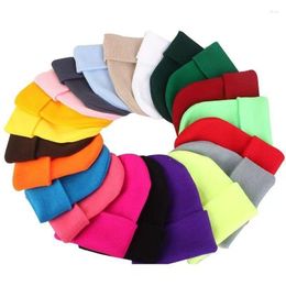 Berets Womens Winter Warm Knitted Hat Casual Satin Silk Lined Cable Solid Beanie Warmer Chunky Slouchy Skull Cap