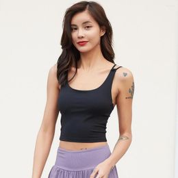 Yoga Outfit Women's Sexy Running Shockproof Gathering Top Cross Sports Bra Vest Backless Workout Tank Fitness Underwear 3 Color