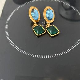 Backs Earrings Luxury Vintag Mediaeval Green Female Hyperbolic Premium Emerald Vintage 2023 Ear Clip Without Earhole