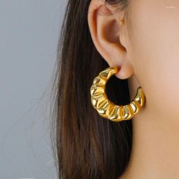 Hoop Earrings Trendy Women Stainless Steel Wave Croissant Jewellery 18 K Gold Plated Prevent Allergy Dating Gift