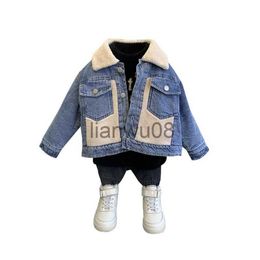 Jackets Little Infant Kids Baby Girls Casual Long Sleeve Jean Cardigan Warm Clothing Fashion Fleece Stitching Denim Coat 12M9T x0811