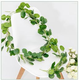 Decorative Flowers 2m Artificial Eucalyptus Rattan Fake Plants Ivy Wreath Wall Decor Vine Willow Leaves Foliage Hang