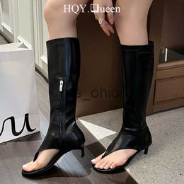 Boots Ladies Sandals Boots Flip Flops New KneeHigh Heels Modern 2023 Zipper Summer Fashion Peep Toe Female Shoes For Women Pumps Boot J230811