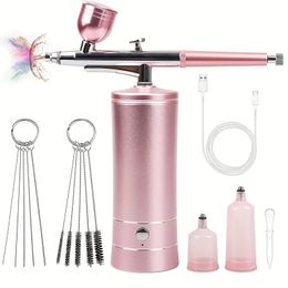 0.3mm Mini Air Compressor Kit Air-Brush Paint Spray Gun Airbrush For Nail Art Tattoo Craft Cake Nano Fog Mist Sprayer