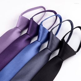 Bow Ties 2023 Designer Fashion 6cm Slim For Men Solid Colour Zipper Neckties Wedding Party Casual Work Accessories With Gift Box