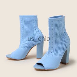 Boots Designer Women 105cm Thick High Heels Sandals Boots Ladies Peep Toe Gladiator Boots Stretch Fabric Sock Boots Plus Size Shoes J230811