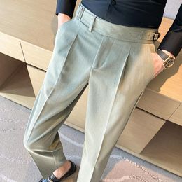 Men's Suits Spring Summer Fashion Drape High Waist Suit Pants Men Clothing 2023 Full Length Slim Fit Casual Straight Office Trousers L23