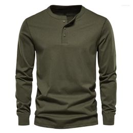 Men's Tracksuits 2023 Spring And Autumn Three Breasted Solid Colour Pull Cord V-Neck Henry Shirt Pants Long Sleeve Set