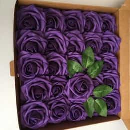 Decorative Flowers Dyed Gift Box With Artificial PE Foam Roses 8cm Rod For Valentine's Day Fall Decorations Bundle Home