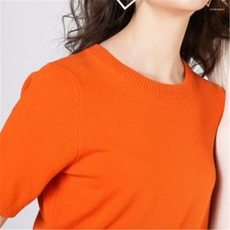 Women's Sweaters Arrival Summer Women Solid Short Sleeve O-neck Cashmere Wool Sweater Spring Autumn Pullovers Jumper Knitted PZ1582