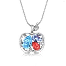 Pendant Necklaces NL-00331 Genuine Austrian Crystal Apple Necklace For Women Luxury Non Fading Silver Plated Summer Jewellery Birthday Gift