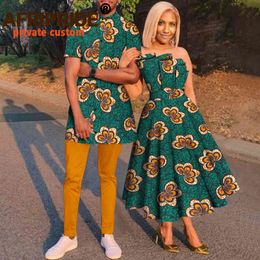 Basic Casual Dresses Couples Clothes African Shirts for Men African Dresses for Women Plus Size Clothing Match Print Ankara Outfits Vintage A21C003 230811