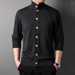 Men's Sweaters Wintersweet Knitted Men Cardigan Wool High Quality Button Mock Neck Sweater For Winter Fashion Designer Cardigans