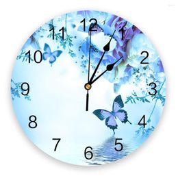 Wall Clocks Butterfly Bouquet Blue Ripple Bedroom Clock Large Modern Kitchen Dinning Round Living Room Watch Home Decor