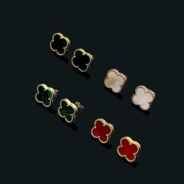 Earrings Designer For Women New Mini Clover Brand Mother Bay Agate 9.5mm Cleef Womens High Quality Gold Earrings Jewelry