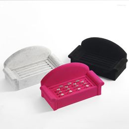 Jewellery Pouches Sofa Style Velvet Ring Display Storage Elegant Holder Stand Organiser Packaging For Counter Exhibit