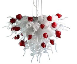 Modern Ceiling Hall Chandeliers Fancy White And Red Home Decorate Lights Luxury Murano Hanging Pendant Lamp Indoor