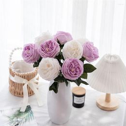 Decorative Flowers 2Pc Artificial Austin Rose Feels Moist Flower High Quality Bridal Wedding Bouquet Decor Home Party Display Flowe