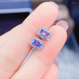 Stud Earrings Arrival Natural And Real Tanzanite 925 Sterling Silver Earring Fashion