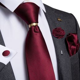 Neck Ties Designer Men's Ties Luxury 8cm Wedding Ties For Silk Jacquard Woven Men Necktie Ring Brooch Cufflinks Hanky Set DiBanGu 230811