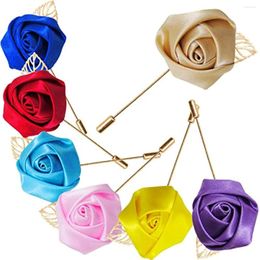 Decorative Flowers 7Pcs Artificial Rose Flower Pins Groom Suit Lapel Pin Buttons Men's Corsages For Wedding Party Anniversary