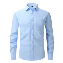 Men's Dress Shirts Anti-Wrinkle Stretch Slim Elasticity Fit Male Dress Business Basic Casual Long Sleeved Men Social Formal Shirt USA SIZE S-2XL 230811