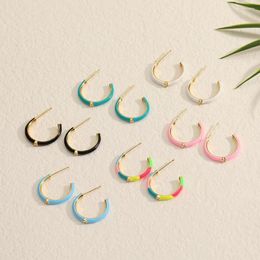 Stud Earrings Women's Small Oil Dropping C-shaped Hip Hop Creative Personality Versatile Simple Style Accessories
